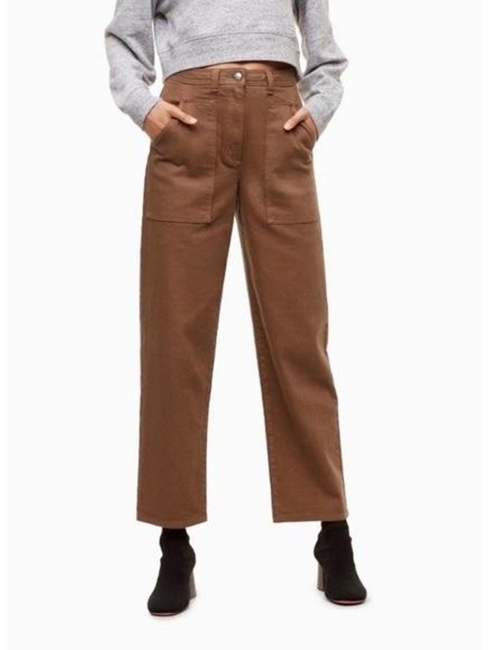 Aritzia Wilfred Free Straight-Leg Modern Utility Pants Brown Denim | Size 4